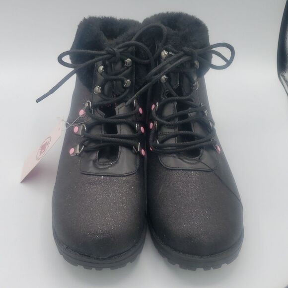 Juicy Couture Castro Valley Black Glitter Combat Boots - Picture 3 of 12